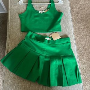 Two Piece Green Crop top and Skirt set